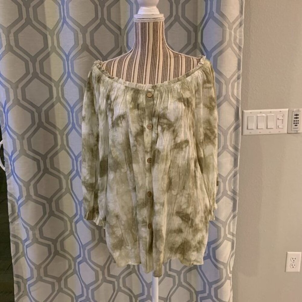 Off-the-Shoulder Tie Dye Boho Top